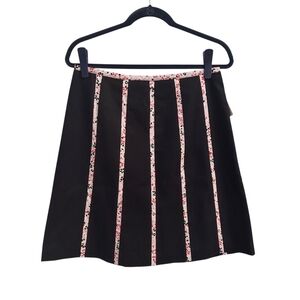 VINTAGE TALBOTS Black Floral Striped A-Line Skirt 10P Classic